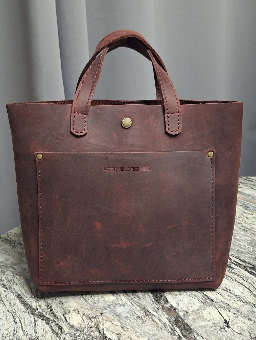 Portland Leather Mini Crossbody Tote, EUC, Merlot